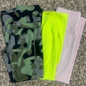 ZYIA Active Women's Light Pink, bright yellow, and camo Leggings size 4